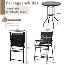 GOFLAME  3 PCS Outdoor Bar Stool Set Patio Bistro Furniture With Umbrella Hole - Black - View 3