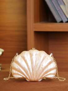 女士晚宴手拿包新娘婚礼个性化迷你贝壳设计亚克力手拿包晚宴包女士舞会带可拆卸金属链适用于婚礼和派对单肩包女士手拿包女士手提晚宴包多功能鸡尾酒会新款钱包宴会包 - 彩色 - 查看 1