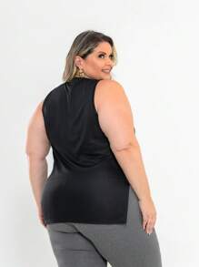 Kit 2 Regatas Dry Fit Feminina Plus Size Tapa Bumbum Academia Fitness Esportiva - Preto e Rosa - Visão 10