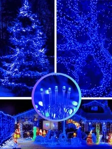 Royal Blue Christmas Lights With V3 LED Bulb Black Waterproof Cable Outdoor Christmas Decoration Christmas Tree Garland Linear Series Energy Efficient Bright Lights