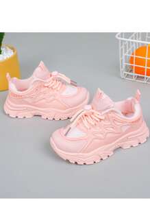 Girls' Spring Autumn Sneakers, Children Thick Sole Casual Breathable Sports Shoes, Student Running Shoes, Big Kids