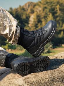 Botas tácticas militares para hombre con cremallera lateral, botas para motocicleta y combate (15-20 cm) - Negro - Ver 3