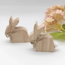 3/6pcs Easter Rabbit Decorations, Home Crafts, Rabbit Decor, Cute Wooden 3D Rabbits With Bow And Tail, Handmade Freestanding Wooden Bunnies, Suitable For Various Rooms, No Electricity Needed, Ideal For Easter Holiday Decoration, Party Decor, Home Decor DIY Craft, Party Gifts, Birthday Gifts, Easter Gifts, Thanksgiving Gifts, Valentine's Day Gifts