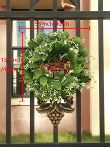 1pc Artificial Flower Wreath, Spring Green Floral Garland With Leaves, Home Decoration Wreath For Wall, Door, Gate - Fake Plant Wreath - Green - View 6