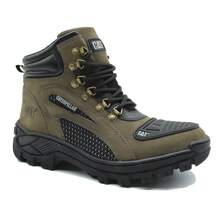 Coturno Bota Masculino Motoqueiro Proteção Marcha Moto Adventure Couro Caterpillar