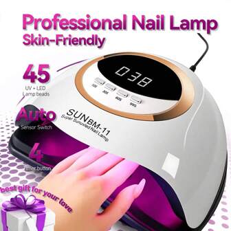 UV LED Nagellampa Professionell nageltork Snabbhärdande lampor 45 pärlor Automatisk sensor och 4 timerinställningar Gellack Torklampor för salong och hem