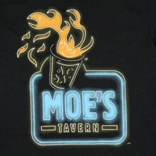 Camiseta de hombre con el logo de la señal de neón del Flaming Moe de La Taberna de Moe de Los Simpson