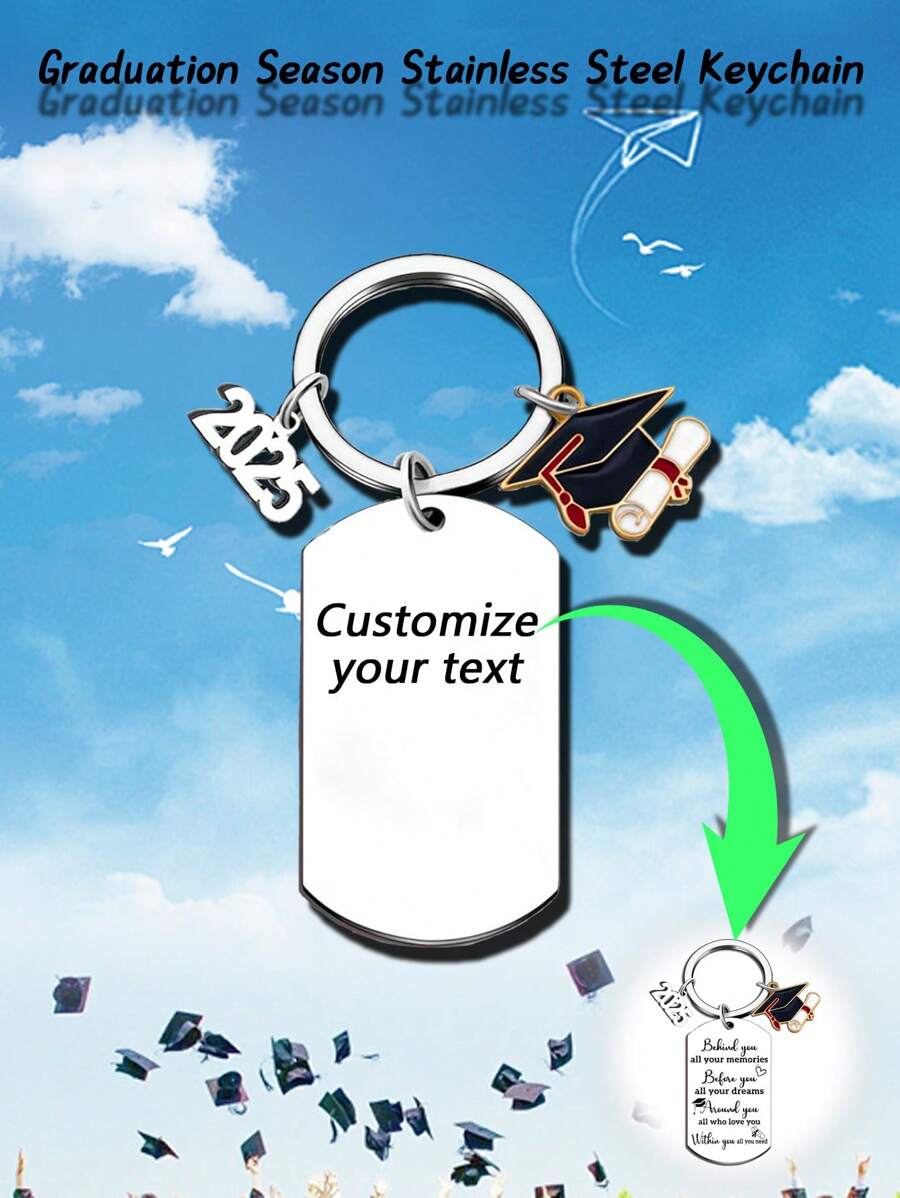 1件/2件-毕业季不锈钢钥匙扣，采用不锈钢材质制成，具有耐腐蚀、不易变形、质感强、可长久保存等特点，象征毕业的友谊长存