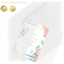 30/50 paquete de sobres de vellum plegados previamente para invitaciones de 5x7, con pegatinas de cera dorada, papel de vellum 5x7 - sobres para invitaciones de boda de 115 g/m², envoltorios transparentes para invitaciones de boda, paquete de tarjetas de regalo