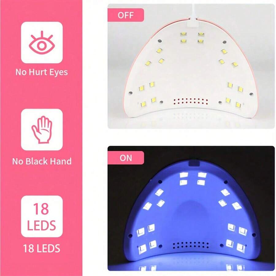 Đèn làm móng chuyên nghiệp, đèn LED UV làm móng, máy sấy móng, đèn làm móng tại nhà, dụng cụ làm móng gel UV. - Hồng - Xem 1