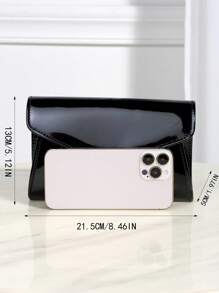 Cute, Charming Minimalist PU Material Square Handbag, Magnetic Closure, Elegant & Fashionable Party Clutch, Suitable For Women's Birthday, Evening Events Shoulder Bag - Black - View 6