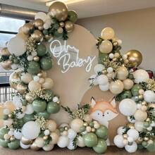 Wedding Season, 135pcs, DIY Circular Balloon Set, Sand White, Avocado, Golden, Suitable For Weddings, Birthdays, Anniversaries, Graduation Ceremonies, Showers, Carnivals, Valentine's Day, Party Home Decor, Room Background Decoration