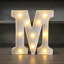 1pc LED Strip Light Marquee Sign - White Illuminated Letter Decoration For Home, Wedding, Birthday And Party - Waterproof Bulbs, 6.3" Height, PVC Material, Battery Powered Box, Ideal For Bar Or Desktop Decor