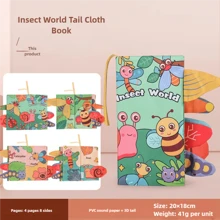1 pieza Libro de cola de tela para el desarrollo de la inteligencia del bebé, libro de tela indestructible para bebés con papel arrugable, juguetes educativos para bebés y niños pequeños, adecuado para niños y niñas, regalo ideal para diversas festividades