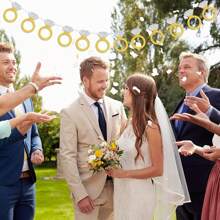 Rhinestone Ring Bunting Flag Decoration For Wedding Party Background, Wedding Ceremony Celebration Decor, Happy Newlyweds