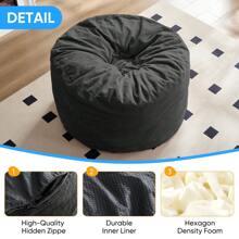 Full/Queen Size Bean Bag Chairs For Adults, 2 In 1 Bean Bag Chairs, Convertible Bean Bag With Filler For Gaming Large Foam, Bean Bags With Washable Soft Corduroy Cover For Living Room - 深灰色 - 查看 9