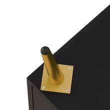 59.84" Vintage Four-Door Cabinet, Plastic Rattan, Suitable For Living Room, Dining Room, Bedroom(Black)