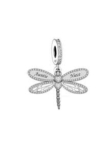 1 st. Modieuze 925 Sterling Zilveren Familie & Liefde Libelle Micro Geplaveide Zirkonia DIY Hanger, Kralen Sieraden, Herinneringscadeau Voor Dagelijks Gebruik