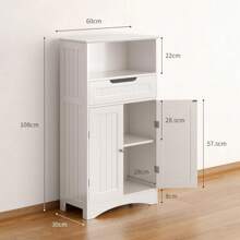 Bathroom Cabinet, Storage Cabinet Bathroom Cabinet With Large Drawers, 2 Doors, With Adjustable Shelves, For Bathroom, Living Room And Bedroom, With Tilting Function - trắng - Xem 6