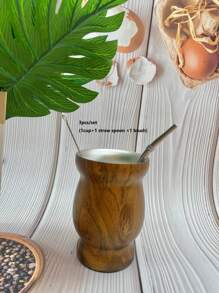 1pc/3pcs, Double-Walled Stainless Steel Yerba Mate Cup Set 8Oz, Tea Cup Set Include Insulated Yerba Mate Cup, Mate Straw Spoon & Cleaning Brush, Double-Walled And Hot & Cold Drink, For Mate Tea, Coffee, Easy To Clean )(Wood/Marble/Pink/Gray/White/Black) - Multicolor - View 14