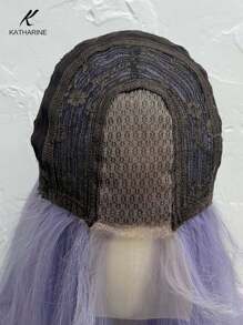 KATHARINE（不含配饰）26 英寸长 U 型蕾丝合成耐热假发，波浪梦幻紫色假发，由纤维制成，适合日常使用万圣节派对 - 紫色 - 查看 7