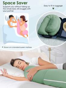 QUEEN ROSE Pregnancy Pillows, Cooling Body Pillow For Pregnancy Sleeping, F Shaped Maternity Pillow For Pregnant Women, Back & Belly Support, Pregnancy Must Haves, Green - Green - View 4