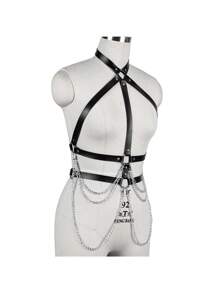 Adjustable Punk Style Leather Body Chain, Waist Belt, Belly Chain, Suitable For Women And Girls, Party Accessories - A - View 4
