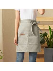 1 pieza Delantal de cintura con bolsillos, delantal medio para mesero/a de restaurante, delantal para camarero/a hombre y mujer
