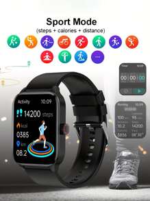 1 pieza Smartwatch con pantalla HD, con pantalla curva LED de alta definición a color, compatible con varios idiomas, función de llamada, función de notificación y batería de gran capacidad de 180mAh - Beis - Ver 4