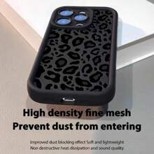 1pc Simple Black Leopard Print Shockproof Protective Phone Case, Compatible With IPhone, Compatible With Honor, Compatible With Redmi, Compatible With Galaxy S22, S21, S22, S23, S24, S25 Ultra, A55, A35 Waterproof Anti-Fall Scratch Resistant - Black - View 4