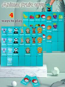 Barns pedagogiska fyra-i-ett-kopplings- och matchningsspel, domino, minnesschack, barns pedagogiska brädspel schacktänkande logikträningsleksaker - Multifärgad - Visa 13