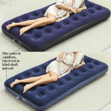 Colchón de aire, colchón inflable tamaño individual con cima de onda con superficie acolchada, cama de aire durable para el hogar, campamento y huéspedes - capacidad de peso de 500 lb (azul oscuro)