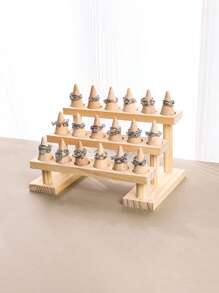 1 件木制多层阶梯环展示架，创意锥形珠宝架，大容量配件收纳架