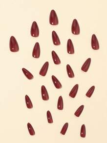 Cherry Red Press On Nails Medium Almond, Handmade Jelly Soft Gel Dark Red Glue On Nails Stiletto, Burgundy Emo Fake Nails Short Oval, Reusable Acrylic Stick On False Nails Kit For Women