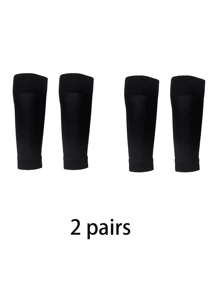 2 paires de chaussettes de compression de football de couleur unie simples, manches de jambe serrées, convenant au football, au basketball, au cyclisme et à d'autres sports de plein air
