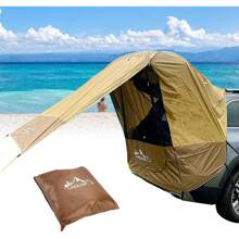 Car Awning Canopy Car Tent Portable Camping Awnings Car Trunk Tent SUV Awning Shelter Rear Sunshade Canopy Waterproof Tailgate Shade Awning - Yellow Brown - View 2