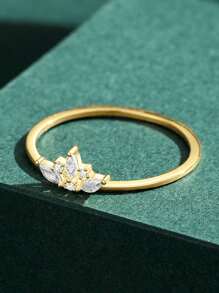 1 pieza Anillo de joyería de boda elegante de plata de ley 925 con circonita cúbica para mujer, joyería fina
