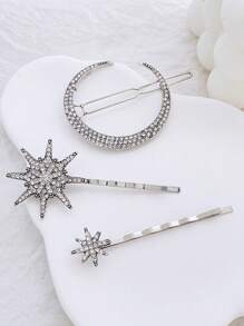 2 件/4 件时尚简约星星和月亮发夹，优雅水钻装饰婚礼派对发饰，发夹和刘海夹 - 彩色 - 查看 17