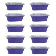 Kit Of 10 1 Liter Transparent Rectangular Washable Fitnees Lunch Box Pots - Morado - Ver 3