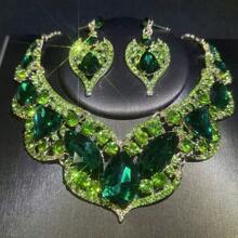 1 Set Women's Jewelry 3-Piece Set: Necklace & Earrings, Inlaid With Rhinestones, Fashion & Elegant, Suitable For Brides, Weddings, Banquets, Formal Occasions - Jewelry Set - View 12