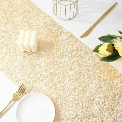 1 卷金色高端时尚艺术设计桌旗，适用于派对、婚礼和节日，圣诞节和万圣节日常家庭聚会的首选装饰桌椅，11*108.3 英寸