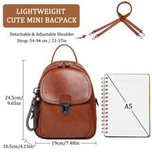 VASCHY Mini Backpack For Women, Water Resistant Small Ladies Backpack Women Leather Backpack Purse 3 Ways To Carry Rucksack Bag For Girls With Detachable Straps, School Backpack - Brown - View 2