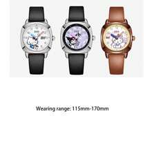 Sanrio Reloj casual de cuarzo de esfera redonda con puntero para mujer, estilo retro romano y diseño lindo de Hello Kitty, Kuromi, Cinnamoroll y Melod de Sanrio, con correa de piel de poliuretano, regalo de Navidad, cumpleaños para mamá, mujeres y niñas