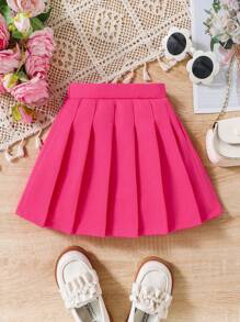 2pcs/Set Tween Girls Bow Print Round Neck Short Sleeve T-Shirt & Pleated Skirt Set, Spring/Summer - Multicolor - View 6