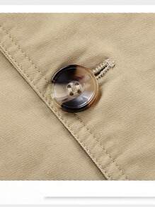 Chaqueta de Lana Elegante Antiviento Cuello Alto Hombre - Caqui - Ver 4