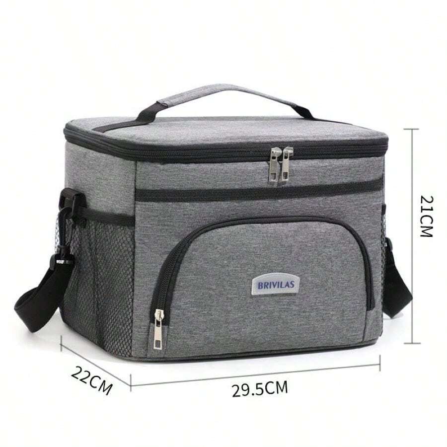 Bolsa de aislamiento de 25L,bolsa de picnic grande para exteriores,bolsa de aislamiento de tela Oxford cruzada,bolsa de hielo Peva para automovil - Gris - Ver 1