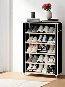 4/5/6/7/8/9-Tier Multifunctional Shoe Rack: Adjustable Space Shoe Organizer For Boots With Assembly Design - 4/5/6-Tier Assembly Shoe Rack With Adjustable Space For Boots: High-Capacity Multifunctional Organizer. - Black - View 6