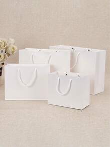 1 件白色多尺寸礼品袋、节日礼品袋、服装包装袋、购物袋、手提袋 - 白色 - 查看 7