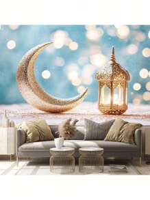 1 件斋月开斋节挂毯，用于房间装饰的墙壁装饰挂毯，85gsm 涤纶面料，桃皮绒薄版，家居装饰 - 彩色 - 查看 3