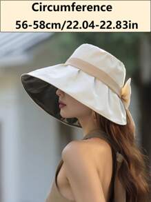 1 Pc Women's Spring/Summer New Lightweight Sun Protection Bucket Hat, Solid Color Fashionable Versatile Outdoor Sunshade Hat That Makes Face Look Smaller - Multicolor - View 8